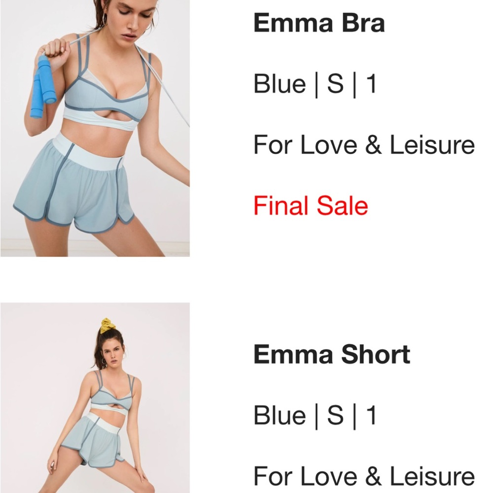 For love and lemons emma sports bra and shorts set